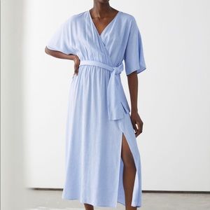 & other stories faux wrap midi dress - 10